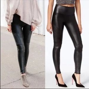 Spanx Black Faux Leather Moto Leggings